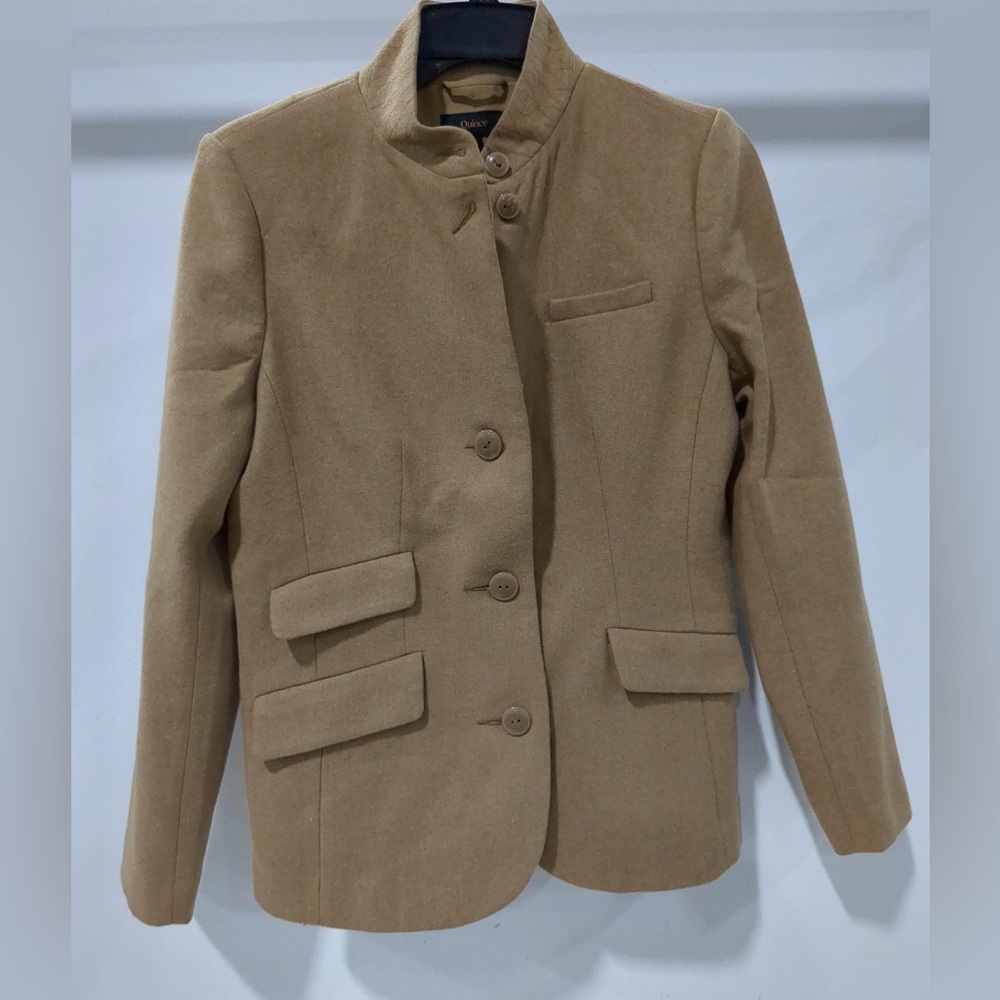 Quince Italian Wool Blazer Small Warm Caramel | Quiet Luxury Tailored Jacket - Picture 2 of 11